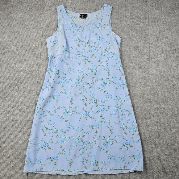 Vintage My Michelle Dress Womens 11/12 Blue Floral 90s Summer Preppy Garden Y2K - Picture 1 of 5